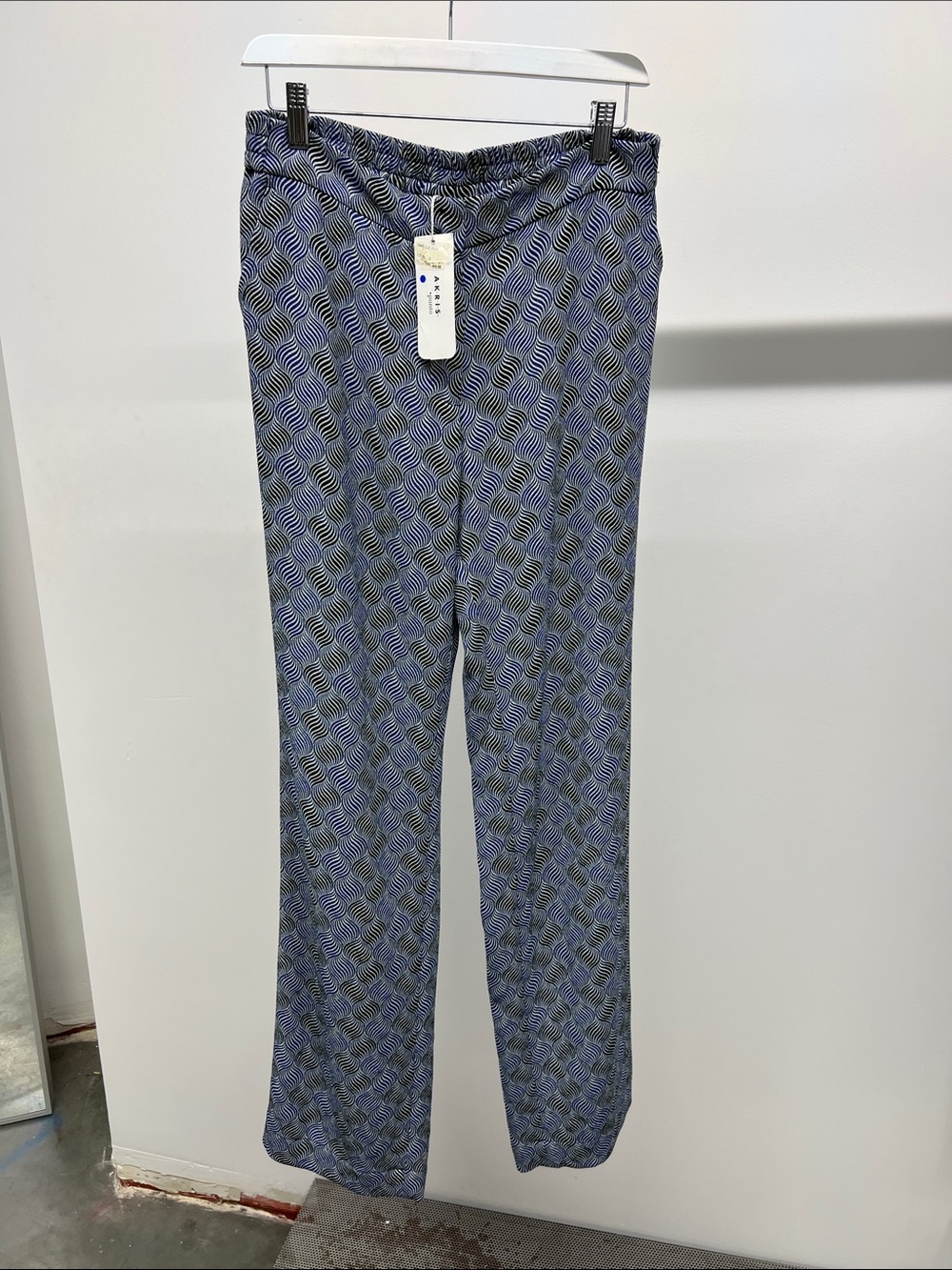 NWT Akris Punto Blue Patterned Wide-Leg Pants